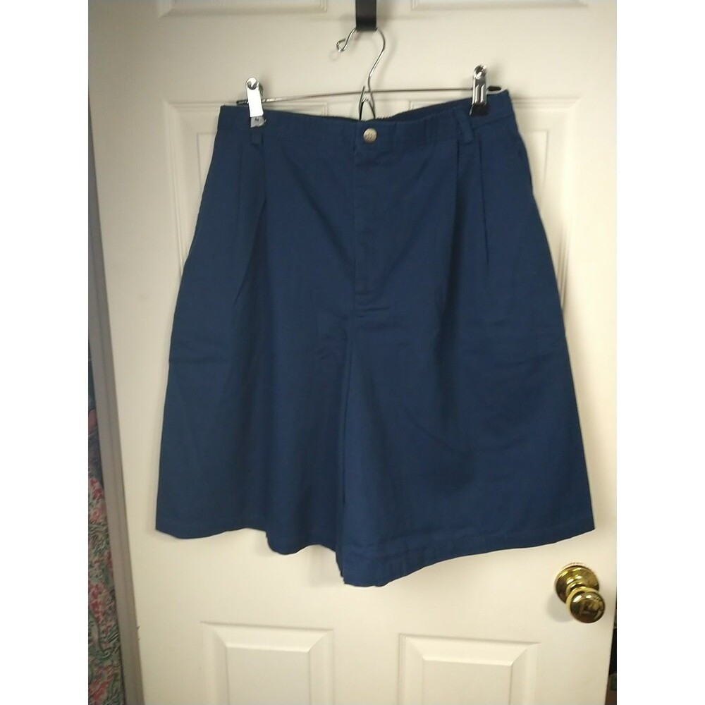 Cabin Creek Woman 16 Shorts Pleated Blue Zip Stretch Waist Casual